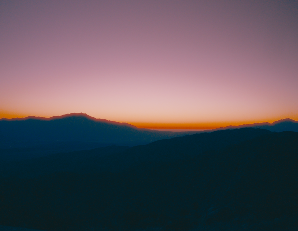 A stunning sunset at Keys View at Joshua Tree National Park