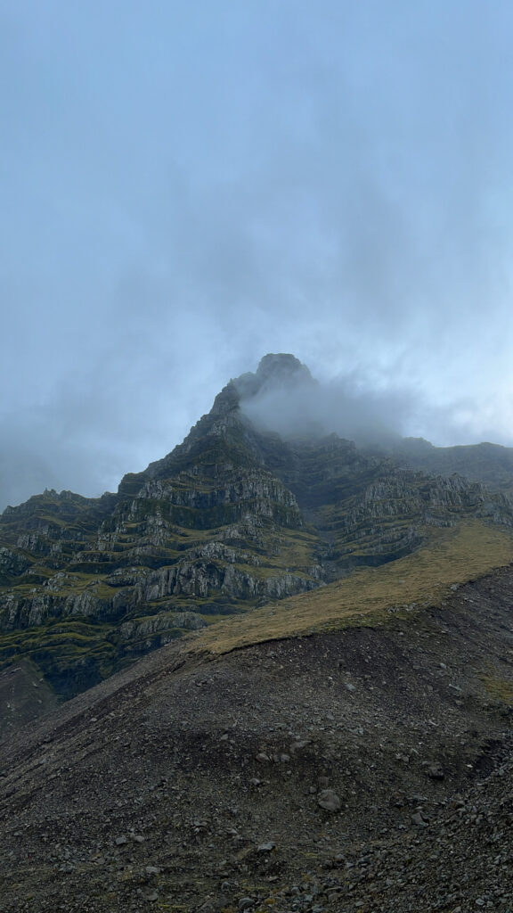 A cloud of mist creating a mysterious effect in the Eastfjords of Iceland