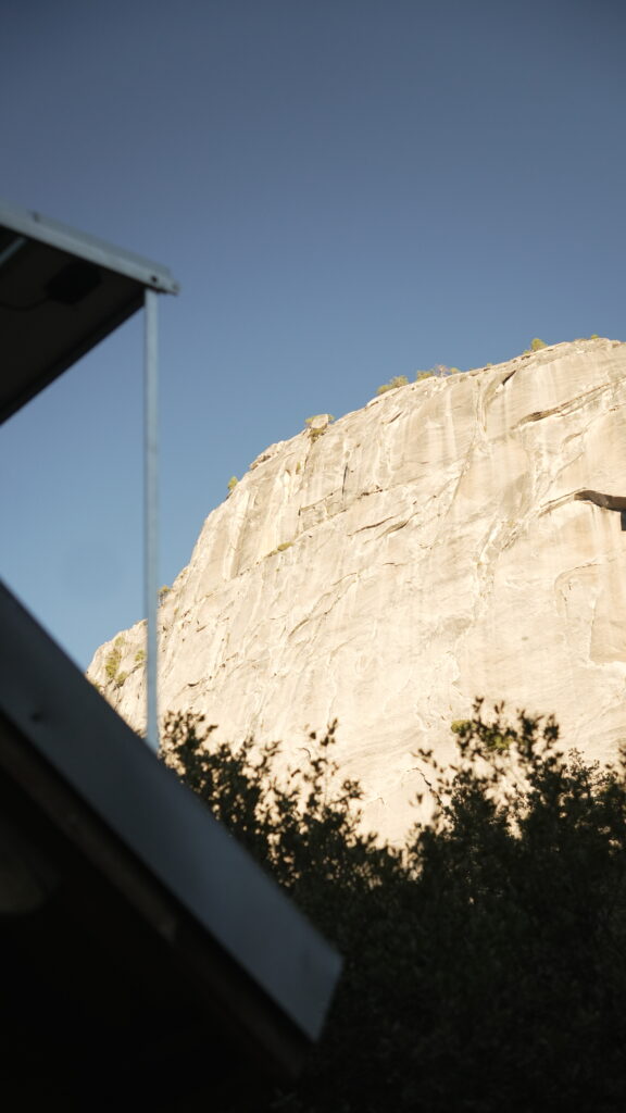 The Liberty Cap in the morning seen from the John Muir Trail outhouse