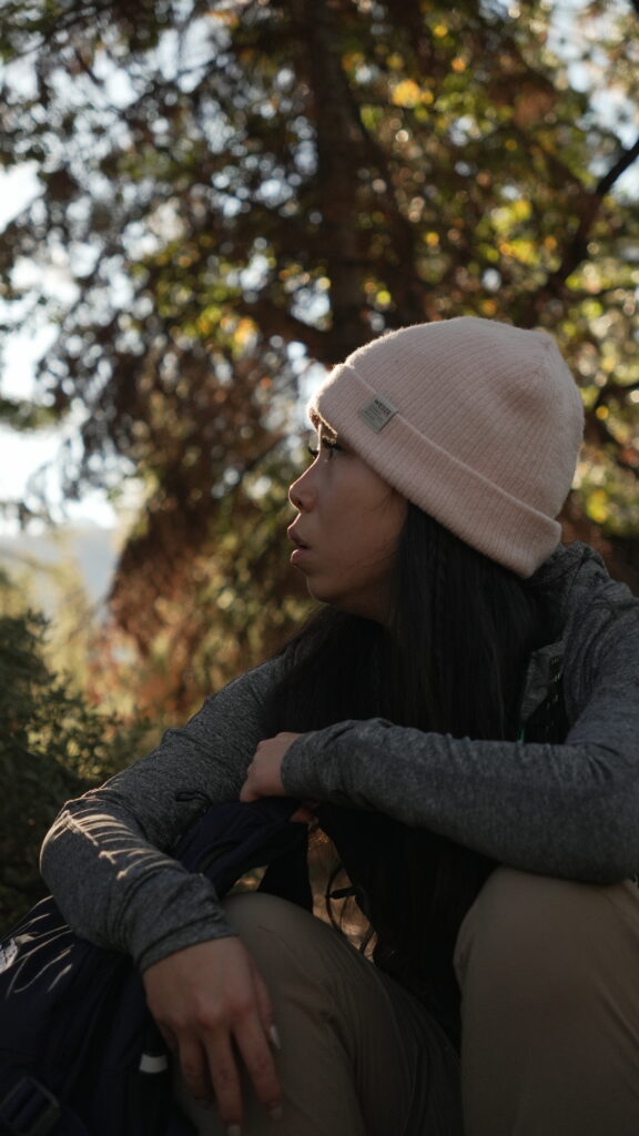 Taking a rest on the John Muir Trail in the early afternoon