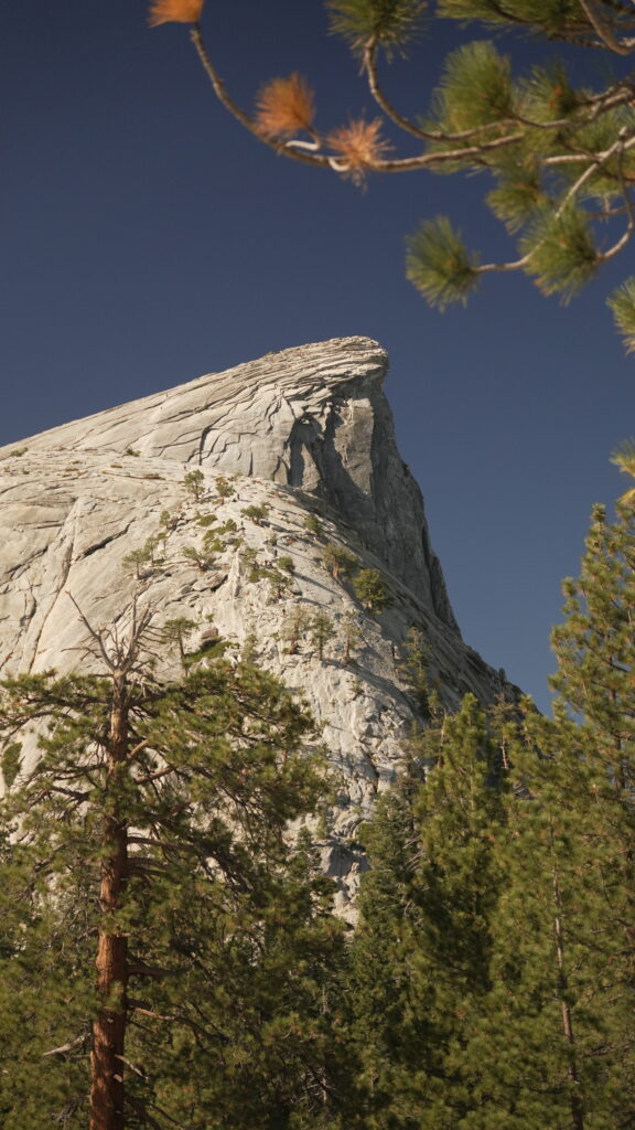 A picture of the Half Dome and Subdome on the Half Dome trail