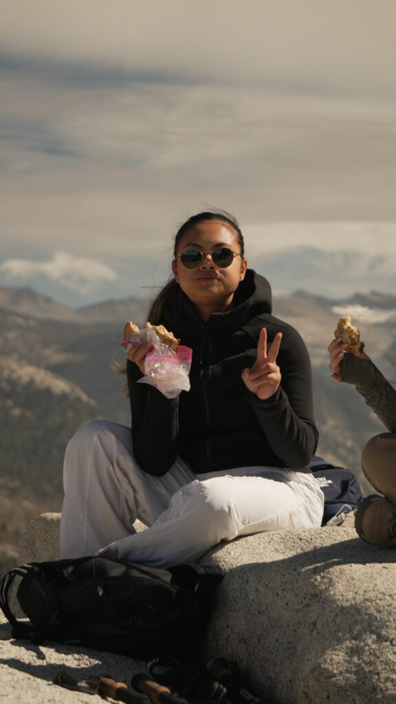 Taking a lunch break at the base of the Half Dome