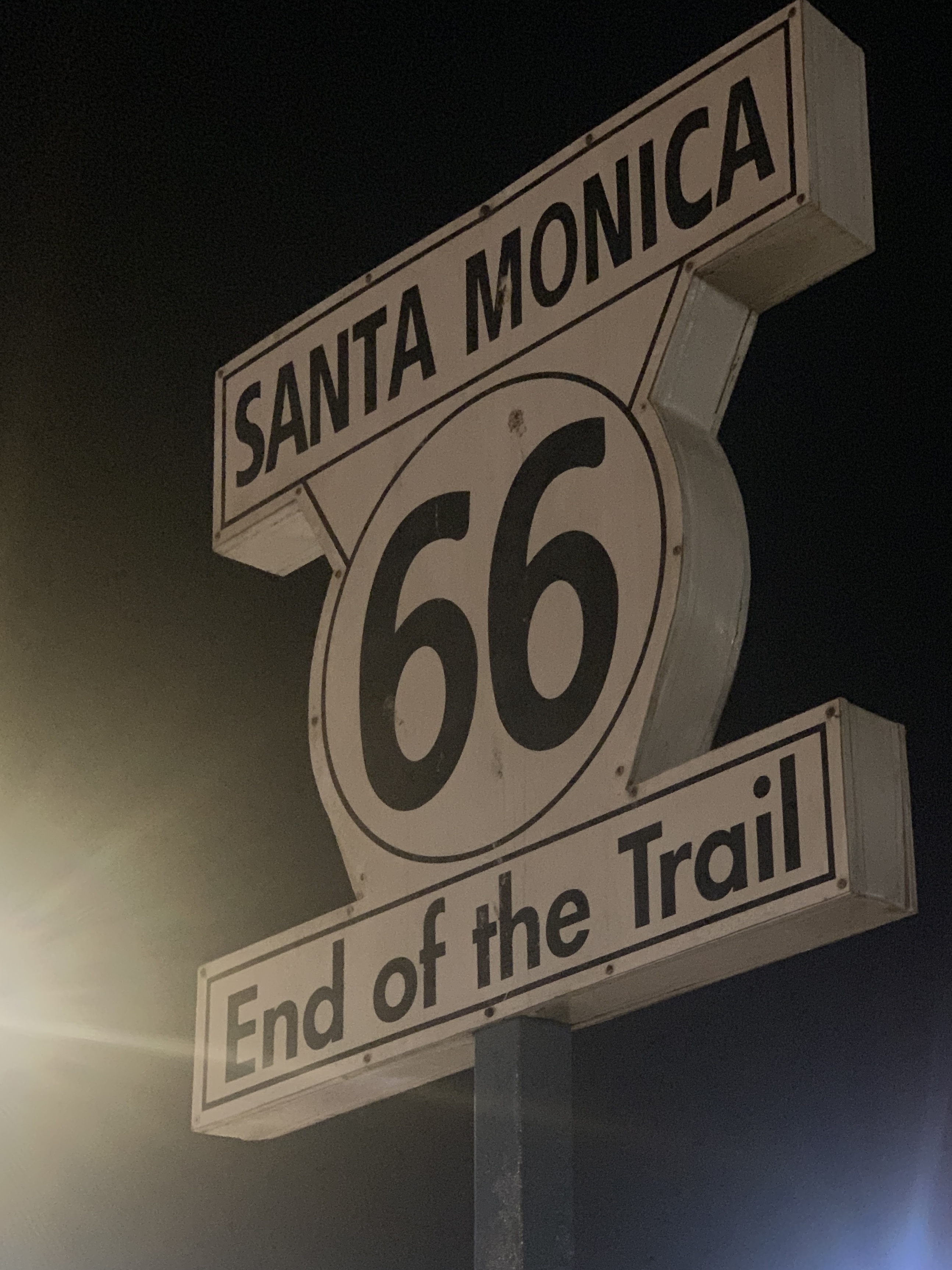 The end of the trail sign at Santa Monica Pier