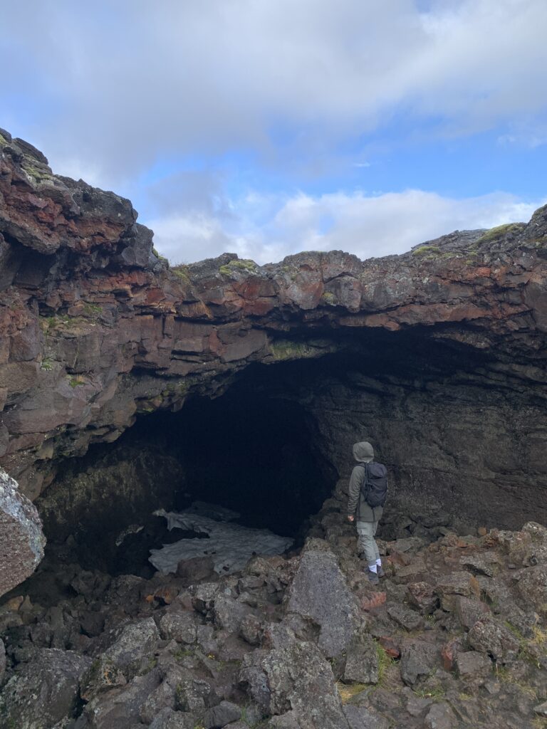 Hiking into the Surtshellir lava cave