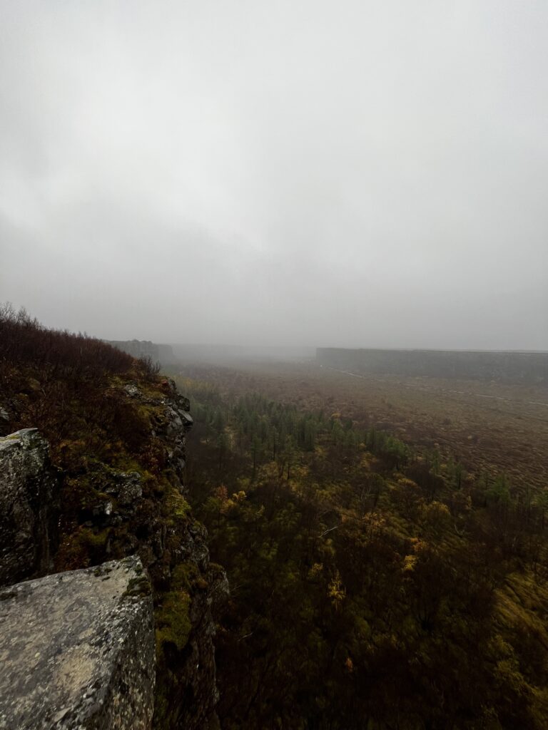 Hiking on the Klappir Trail in Ásbyrgi overlooking the canyon