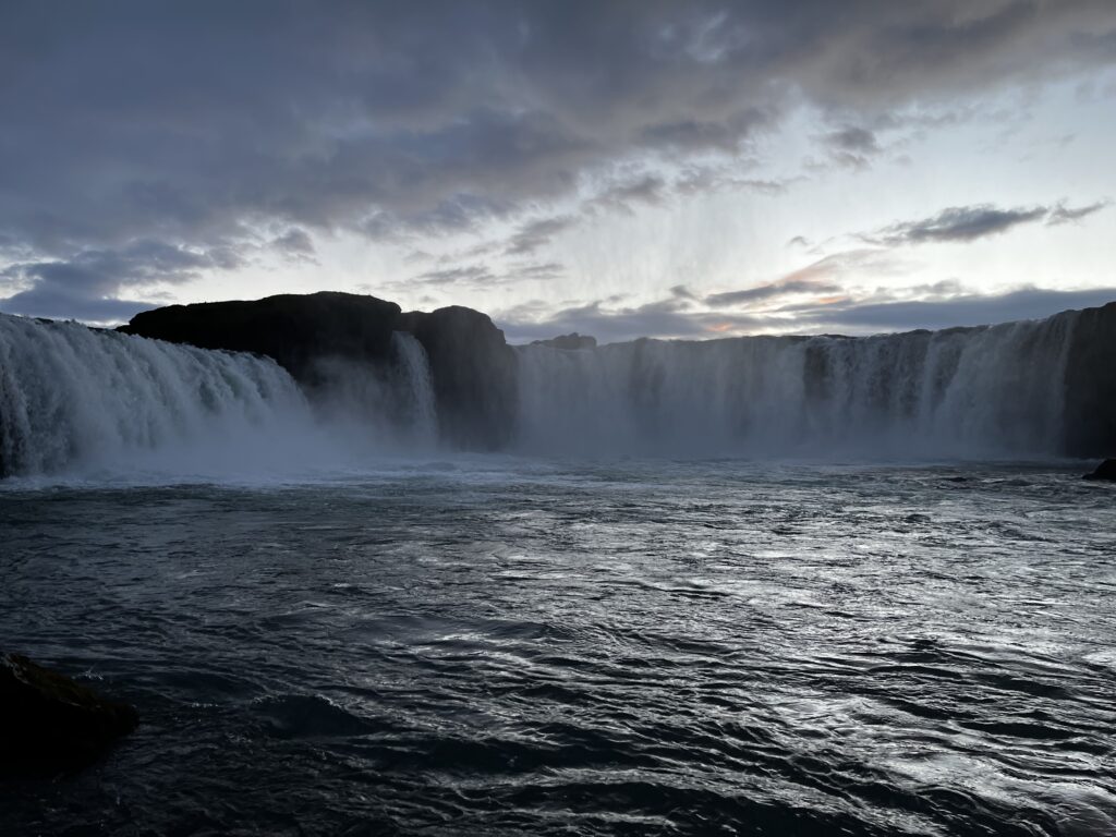 A beautiful sunset over the majestic Godafoss