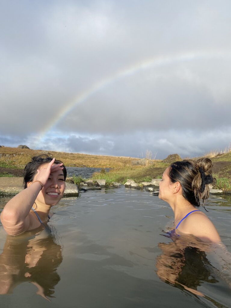 Bathing at Fosslaug on a beautiful sunny day